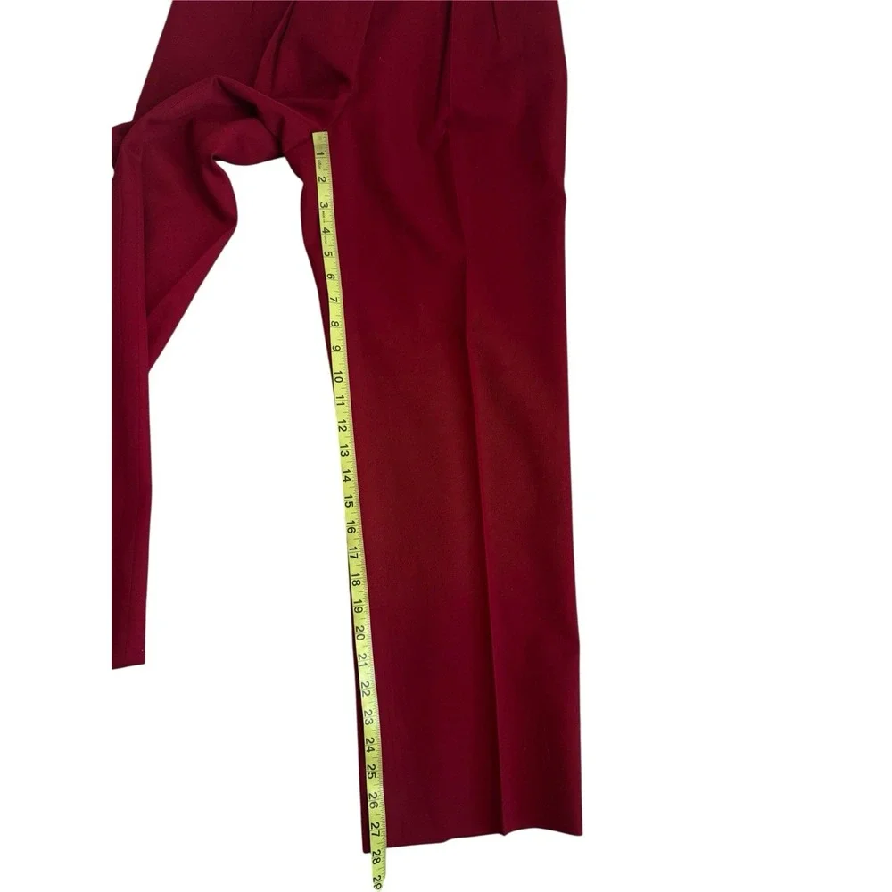 Carlisle Pleated Red Trouser Pant Women 6 Wool‎ Retro Classic Career Office Work